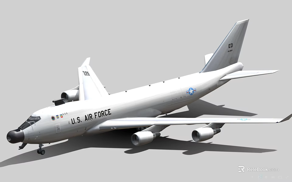 U.S. Air Force Fighter Jet With White Body Multiple Engines And Tail Insignia 3d model 