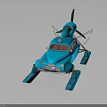 Blue Vintage Amphibious Car Style Water Vehicle With Propeller And Floats