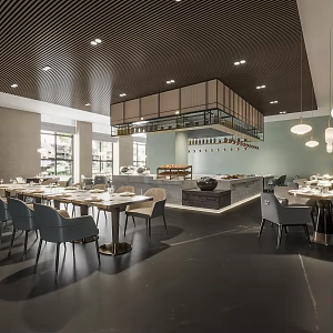 Modern buffet restaurant 3d model