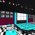 Modern Bar Interior With Dance Floor Large Screen And Purple Lighting