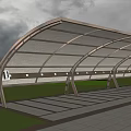 Curved Metal Frame Canopy With Transparent Roof For Outdoor Parking Area