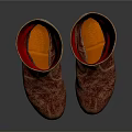 Tall Red Patterned Boots With Beige Cuff And Red Interior Textured Fabric 3d model