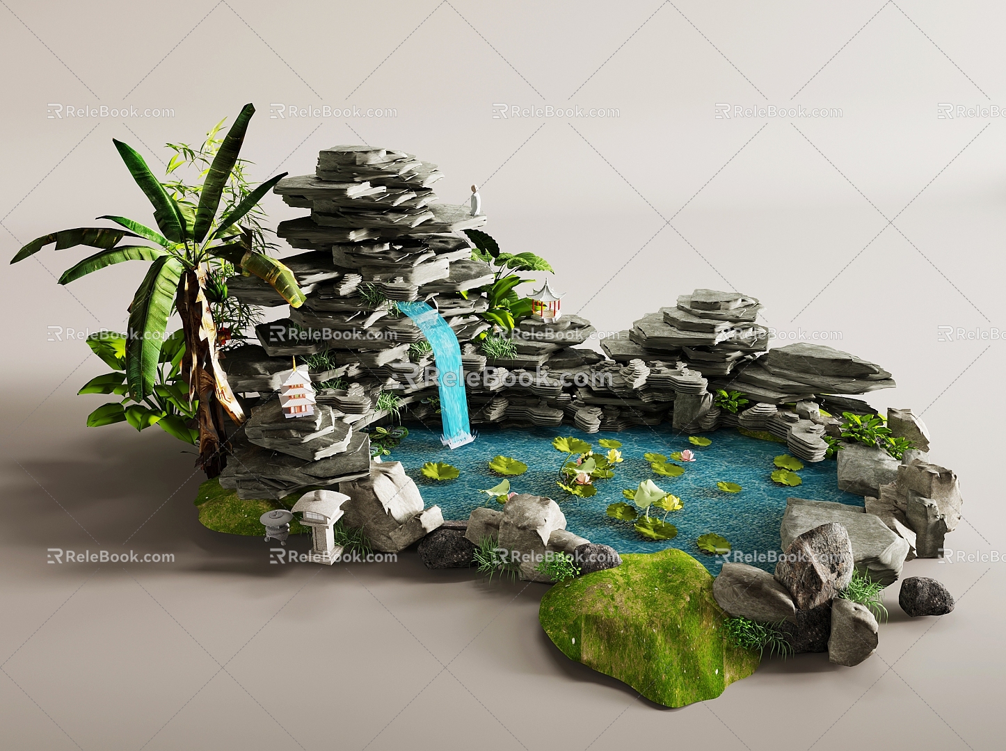 New Chinese Courtyard rockery sketch 3d model