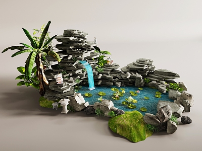 New Chinese Courtyard rockery sketch 3d model