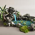 New Chinese Courtyard rockery sketch 3d model