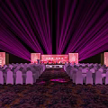 Event Venue With Purple Lighting Stage And Chairs 3d model
