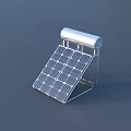 Solar Water Heater System With Black Panel And Silver Storage Tank Under Blue Sky