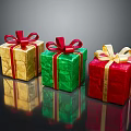Colorful Decorative Gift Boxes With Gold Green Red Bow Ribbons For Home Decoration