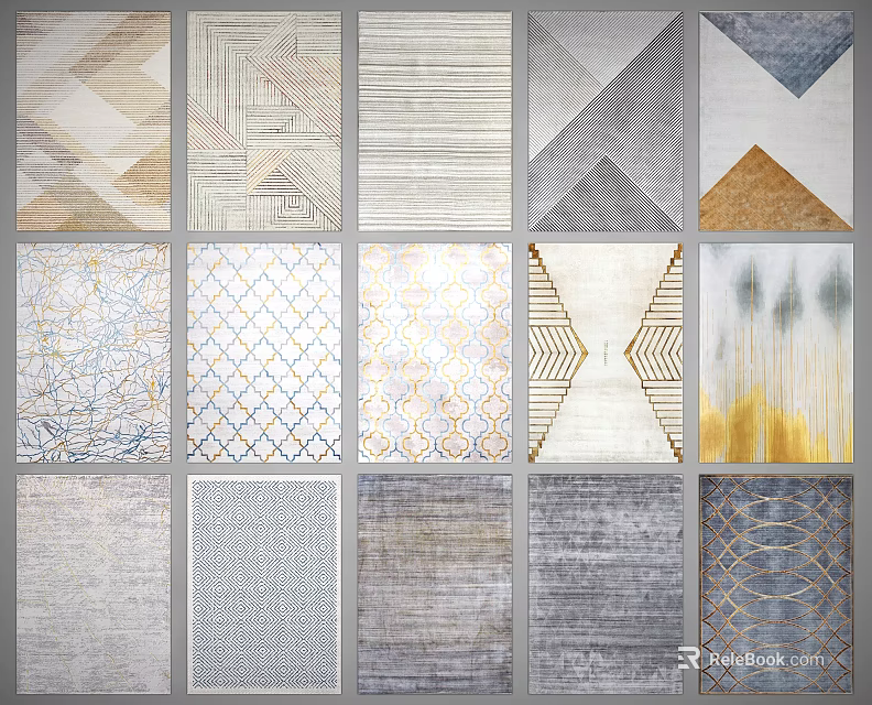 Square Rugs With Various Modern Patterns For Home Decor And Interior Design 3d model