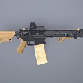 Modern Tactical Rifle With Black Handguard Tan Grip Scope And Detachable Magazine