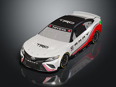 Toyota TRD Race Car With Sahara Logo White Red Black Design 3d model