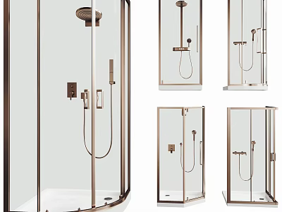 Sleek Modern Shower Sauna Design With Glass Enclosure Metal Fixtures And Shower Head 3d model