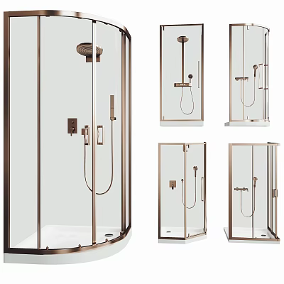 Sleek Modern Shower Sauna Design With Glass Enclosure Metal Fixtures And Shower Head 3d model