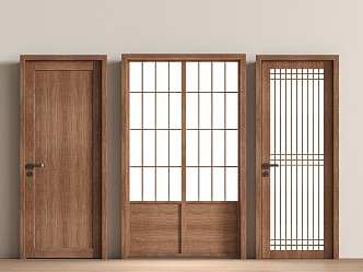 Japanese style single door sliding door folding door kitchen and bathroom door 3d model