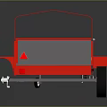 Red Utility Trailer With Gray Flatbed Frame Wheels And Hitch Design 3d model