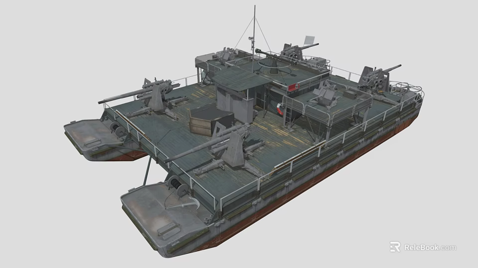 Detailed 3D Warship Model With Turrets Deck Antenna And Weapon Systems 3d model 