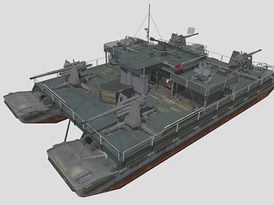 Detailed 3D Warship Model With Turrets Deck Antenna And Weapon Systems 3d model