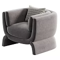 Modern Light Green Single Sofa With Curved Arms Geometric Pillow And Round Cushion