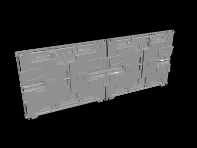 Long Gray Strip Industrial Mechanical Panel With Rectangular Slots And Linear Patterns 3d model
