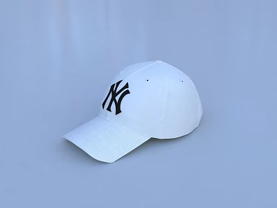 Stylish White Baseball Cap Featuring Black NY Logo For Casual Fashion Look 3d model