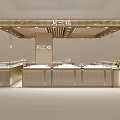 Modern Jewelry Store Interior Design Featuring Golden Display Counters And Elegant Jewelry Displays