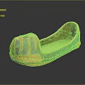 Yellow Flat Shoes With Green Gray Patchwork And Stitched Details