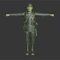 Highly Detailed Military Soldier Character In Green Uniform With Helmet And Equipment Standing