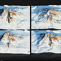 Natural Snowy Mountain Landscape With Snow Covered Peaks And Rocky Ridges