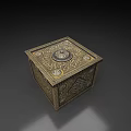 Vintage Ornate Metal Decorative Box With Intricate Carvings And Decorative Top 3d model