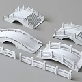 Multiple White Stone Bridge Models with Arched Steps and Decorative Railings