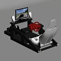 Racing Simulator Amusement Equipment with Red Steering Wheel Comfortable Seat and Display Screen