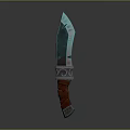 Shiny Blue Green Blade Knife With Red Woven Handle And Silver Ring Decoration