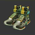 Modern Transparent High Top Sneakers Design With Gray Base Yellow Blue And Red Accents