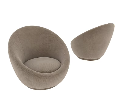 Taupe Velvet Accent Chair With Rounded Egg Shape For Modern Living Room 3d model