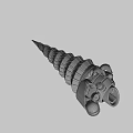 Futuristic Mechanical Weapon with Spiral Metal Structure and Orange Accents