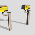 Outdoor Mobile Phone Charging Devices With Yellow Panel And Pillar Mounted Structure