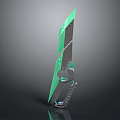 Futuristic Weapon Design With Green Blade And Gray Handle Structure 3d model
