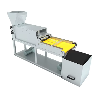 Industrial Processing Machine with Conveyor Belt Yellow Component and Metal Frame 3d model