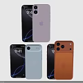 Apple Smartphones In Various Colors With Camera Setups And Screen Display Time 3d model