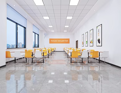 Modern Canteen Factory Restaurant 3d model