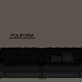 Poliform Gray Sectional Sofa With Quilted Plush Upholstery And Decorative Pillows 3d model