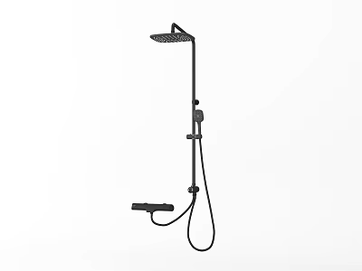 Sleek Black Modern Shower System With Rainfall Head Handheld Sprayer And Flexible Hose 3d model
