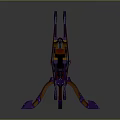 3D Modeled Decorative Bow With Purple Orange Accents And Dragon Head Design