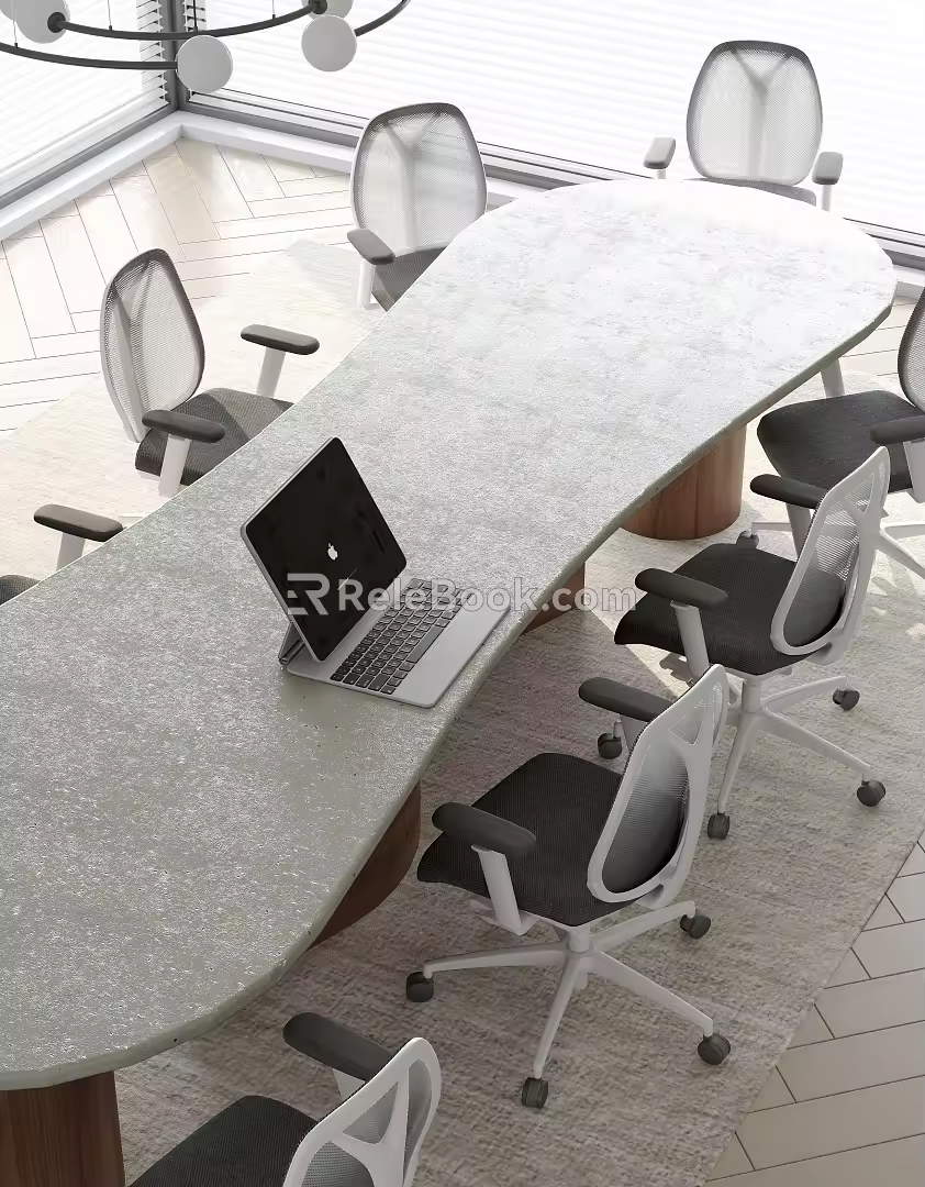 Modern conference table and chair combination 3d model