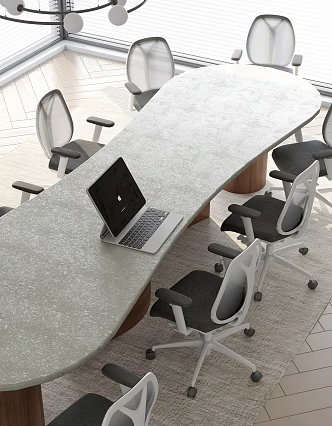 Modern conference table and chair combination 3d model
