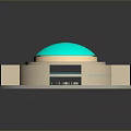 3D Rendered Tech Sphere Installation With Golden Rim And White Geometric Base