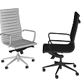 Modern Office Chairs With Striped Seat Back Armrests And Wheeled Base In Light Dark Gray