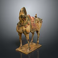 Traditional Artistic Colorful Horse Sculpture With Decorative Saddle And Square Base