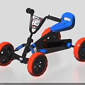 Kids Tricycle with Black Frame Blue Seat Red Wheels and Shock Absorption Design for Children