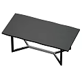 Black Wooden Coffee Table With Modern Metal Legs And Smooth Surface